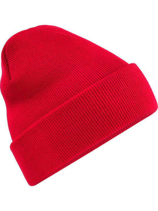 Beanie Unisex Σκούφος Πλεκτός σε Κόκκινο χρώμα