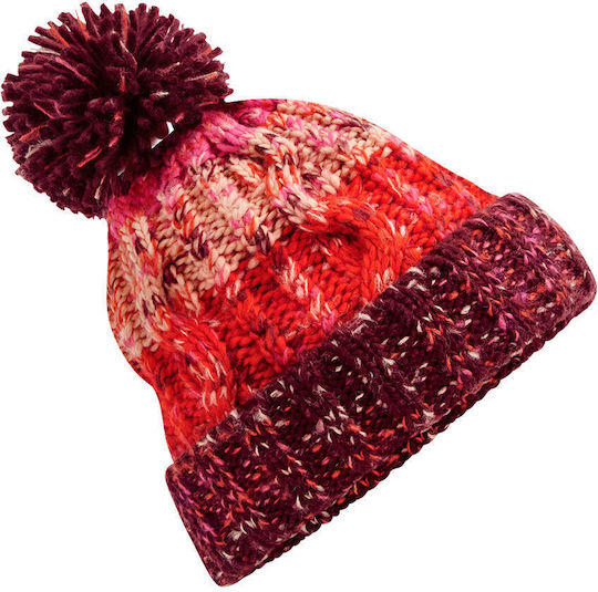 Pom Pom Beanie Unisex Strickmütze in Burgundisch Farbe