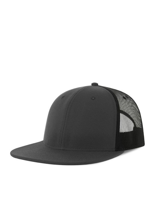 Einschichtiges Kappen S-snap Atlantis Snapback Netz Flach Schirm Dunkelgrau Schwarz