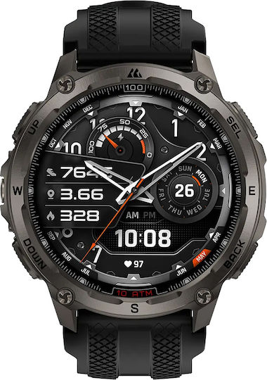 Kospet Tank T4 Stainless Steel 49mm Waterproof Smartwatch with Heart Rate Monitor Black M/L