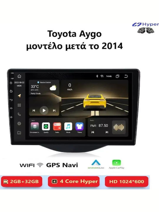 Toyota Aygo 2014+ Android Multimedia Carplay Androidauto Gps Wi-Fi Bluetooth