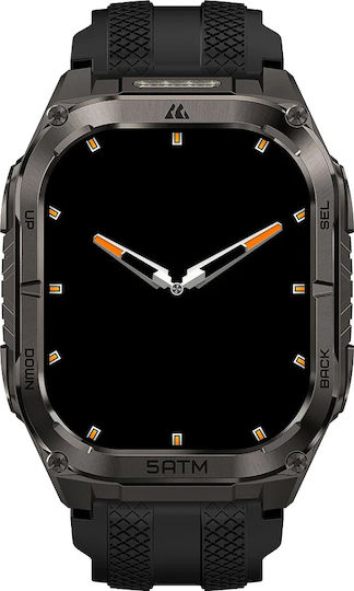 Kospet Tank M4C Stainless Steel 50mm Αδιάβροχο Smartwatch με Παλμογράφο (Μαύρο - M/L)