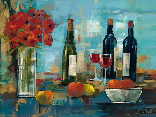 Poster Bottles Wine Flowers & Fruit Pst25322 40cm X 50cm Κορνίζα Καφέ Ξύλου 62106pd156360f63322