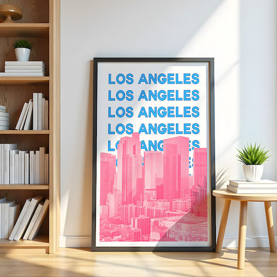Poster Los Angeles Pop Art Pst25508 40cm X 50cm Black Wooden Frame 63376pd156114f55321
