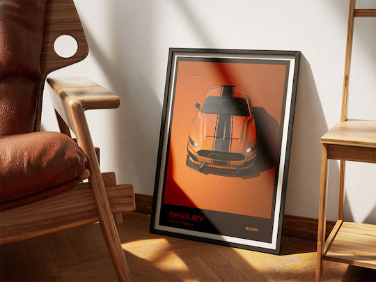 Poster Shelby Super Snake 2020 Cr006 40cm X 50cm Λευκή Ξύλινη Κορνίζα-62980pd156247f55310