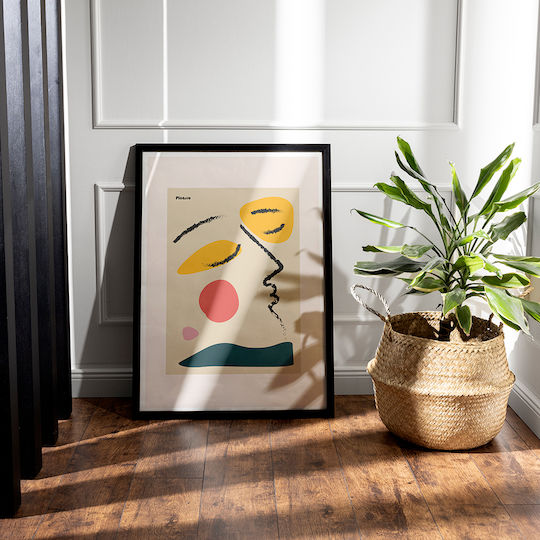 Poster Pablo Picasso Abstract Collage Art236 40cm X 50cm Brown Wooden Frame 63769pd156094f63322