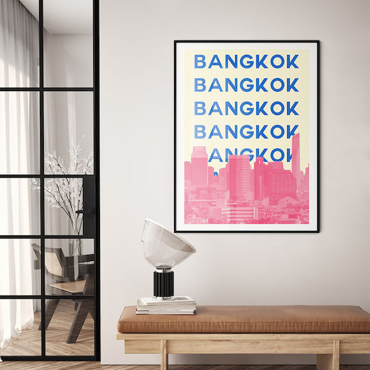Poster Bangkok Pop Art Pst25520 40cm X 50cm Κορνίζα Φυσικό Ξύλου Μπεζ 63402pd156102f55316