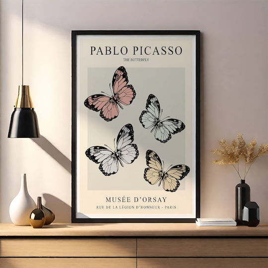 Poster Pablo Picasso Butterfly Art249 40cm X 50cm Λευκή Ξύλινη Κορνίζα-63778pd156082f55310