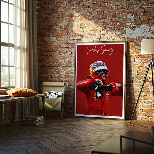 Poster Formula1 Carlos Sainz F061 40cm X 50cm Κορνίζα Καφέ Ξύλου 63052pd156213f63322