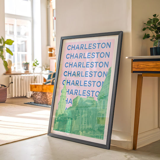 Poster Charleston Pop Art Pst25510 40cm X 50cm Brown Wooden Frame