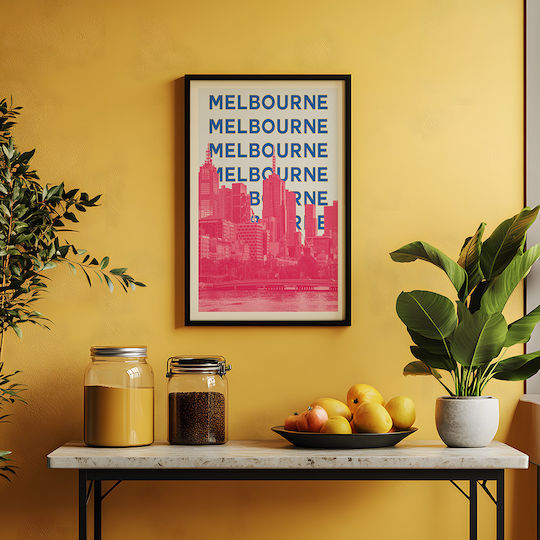Poster Melbourne Pop Art Pst25511 40cm X 50cm Black Wooden Frame