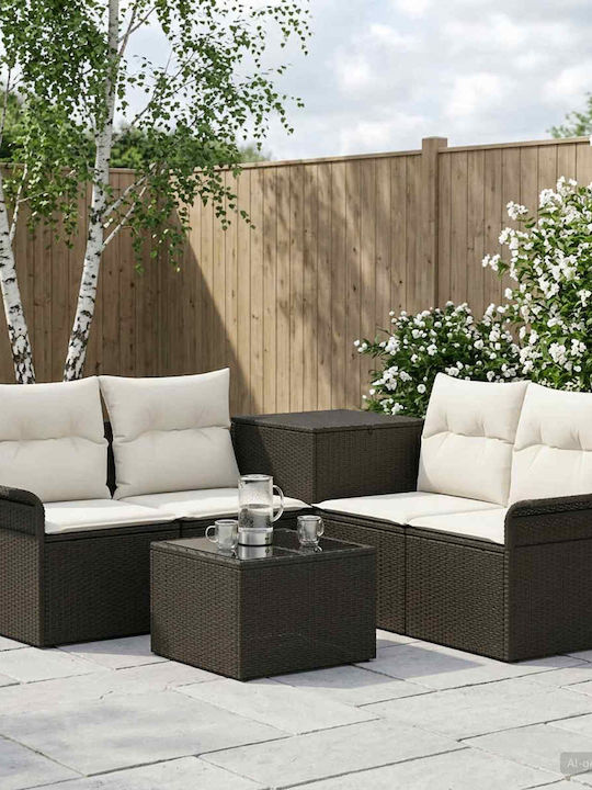 Garten- und Outdoor-Möbelsets 6 Stück Schwarz u...