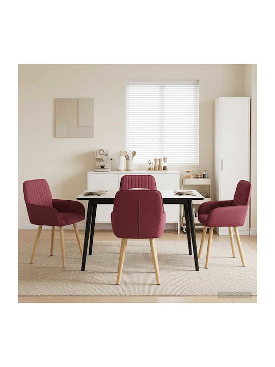 Fotolii Sala De Mese Cu Material Textil Roșii 4 Buc 56.5x50x87.5 Cm