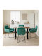 Velvet Turquoise Dining Armchairs 4 Pieces 59x56.5x86cm