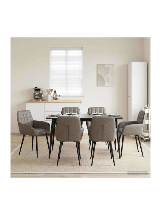 Dining Armchairs with Grey Artificial Leather U...