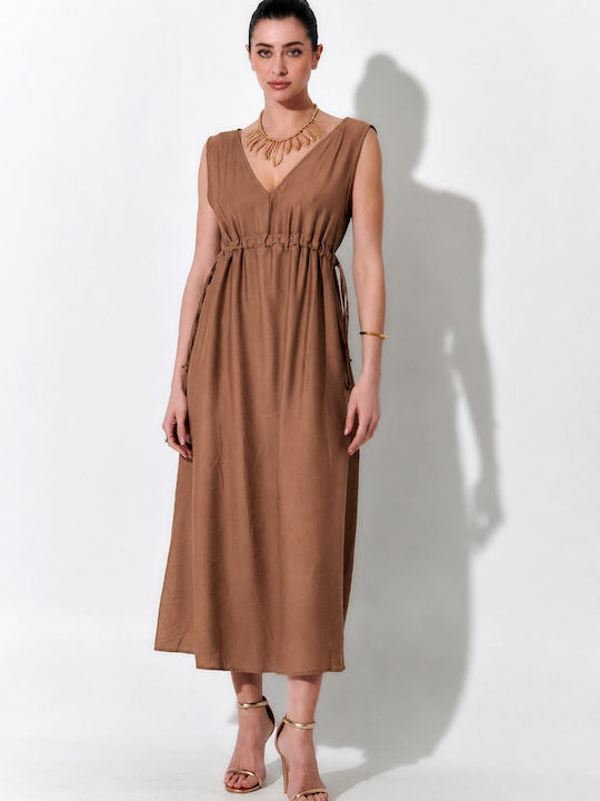 Theros Island Sommer Maxi Damenkleid Braun S262032