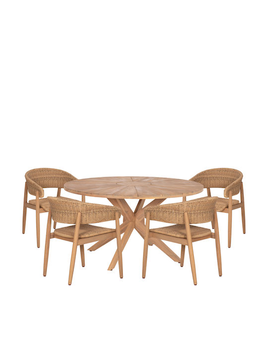 Garten- und Outdoor-Möbelset Corten 5-teilig Naturfarben