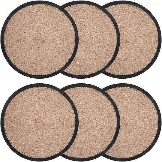 vidaXL Wicker Placemats Black 30x30cm 6 Pieces