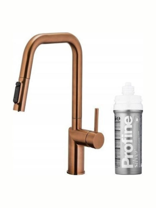 KFA Duero Pure Style Profine Silver S Kitchen Faucet Counter with Pull-Out Spray Rose Gold
