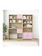 Kinder Schreibtisch mit Bibliothek aus Melamin Rosa 175x55x180cm