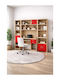 Kinder Schreibtisch mit Bibliothek aus Melamin Rote 215x55x180cm