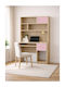 8-14 Kids Desk with Library Made of Pink Melamine 100x55x180cm