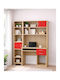 Kids Desk with Library from Melamine Red 140x55x180cm