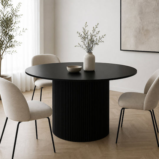 Scandi Runder Esszimmertisch Holz Schwarz 120x120x75cm