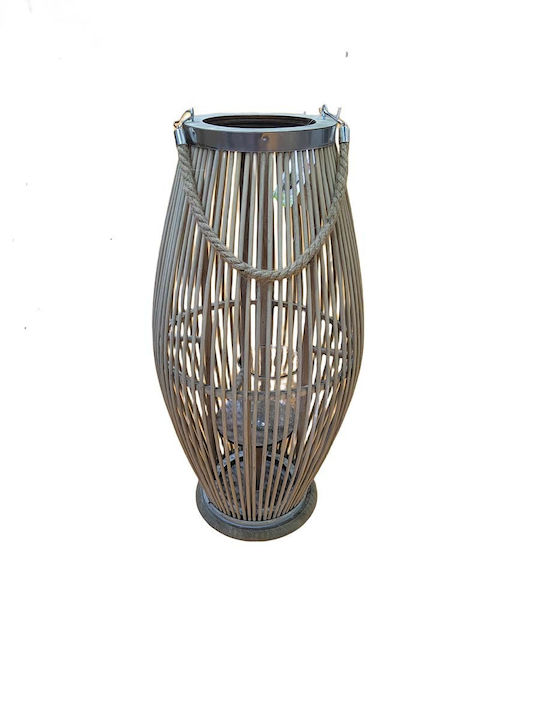 JK Home Decoration Фенерче Бамбуково Сиво 33см