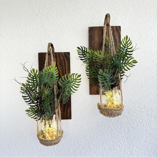 SteweHome Wall Decor Green Wooden 2 Pieces