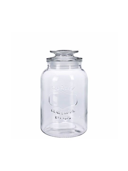 Zaros General Use Glass Transparent Jar with Lid 12x20.5cm