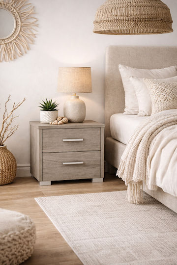 Wooden Grey Bedside Table 50x34x48cm