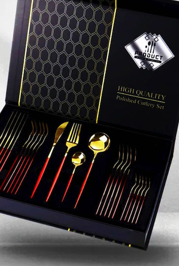 Set de tacâmuri din oțel inoxidabil Aurii 24 buc