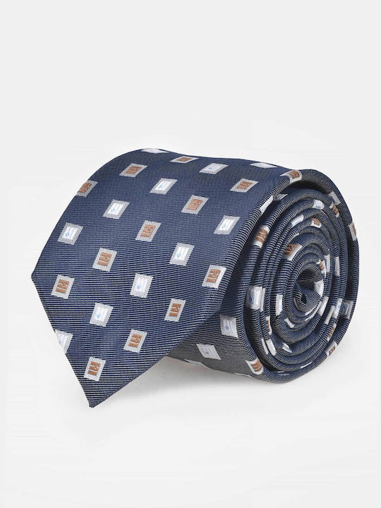 Berto Lucci Men's Tie with Printed Pattern in Blue Color