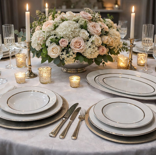 Christinholm Silver Porcelain Dinnerware Set 20pcs