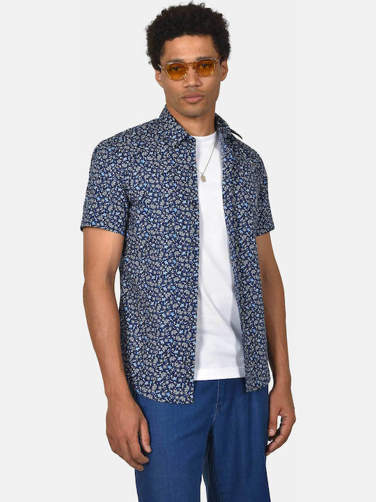 Short Sleeve Shirt in Regular Fit Floral Blue