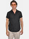 Short Sleeve Linen Shirt in Regular Fit Black