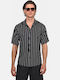 Short Sleeve Shirt in Regular Fit Striped Black