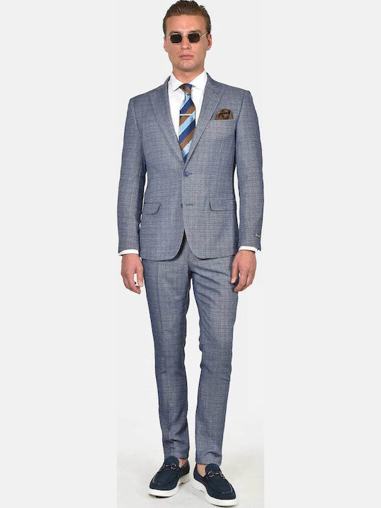 Berto Lucci Men's Suit with Slim Fit Blue