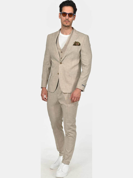 Berto Lucci Winter Men's Suit with Vest Slim Fi...