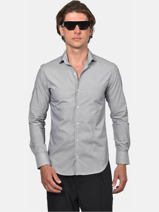Long Sleeve Cotton Shirt in Regular Fit Black
