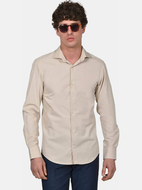 Berto Lucci Long Sleeve Shirt in Regular Fit Beige