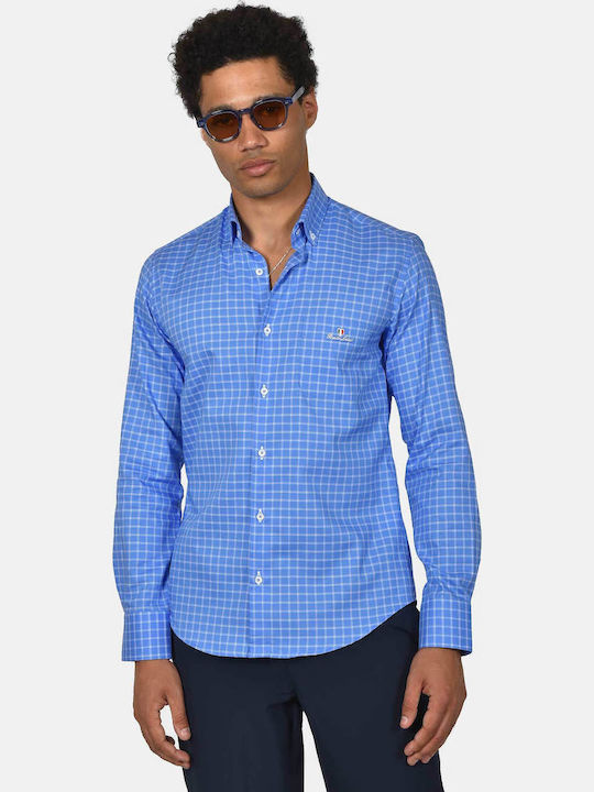 Long Sleeve Cotton Shirt in Regular Fit Checked Ruo