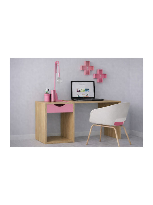 Birou pentru copii din melamină roz 130x55x80cm