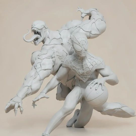 Unpainted 3D Figure Spider Man Miles Morales Venom V2 Basketball Match Painting DIY Gift Colors 20 Cm 1:8