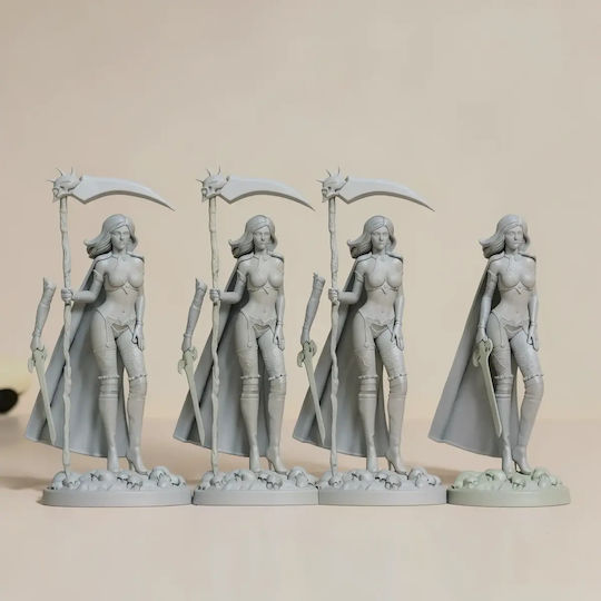 Άβαφη 3D Фигура Хелоуин Lady Death Sword Scythe Боядисване DIY Подарък Цветове 30 см 1:6