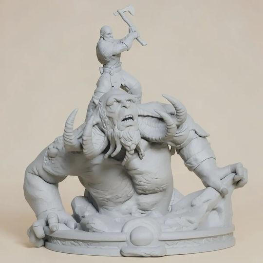 Unpainted 3D Figure Kratos Vs Troll Painting DIY Gift Colors 30 Cm 1:6