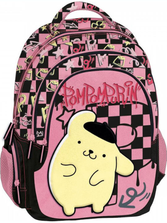 Graffiti Sanrio Pompompurin School Backpack for Elementary with Water Bottle Holder Yellow 30 x 14 x 44cm