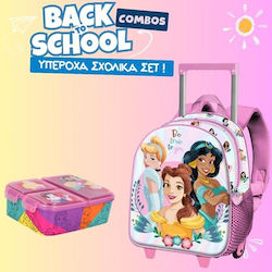 School Set Kindergarten Bag Disney Princess 3D Trolley + Lunchbox