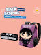 Set Școlar Ghiozdan De Spate Wednesday Chibi Multicolor + Penar Tip Butoi